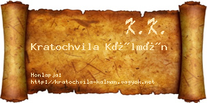 Kratochvila Kálmán névjegykártya